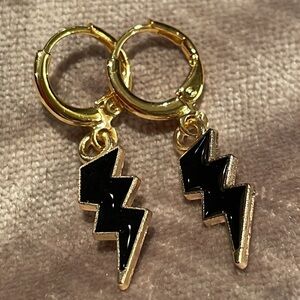 Black Lightning Bolt Earrings